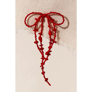 Free People Red Say You Love Me Bow Beaded Drop Earrings One Size SOLD OUT